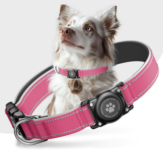 Airtag Dog Collar - Hot Pink - 100% Waterproof